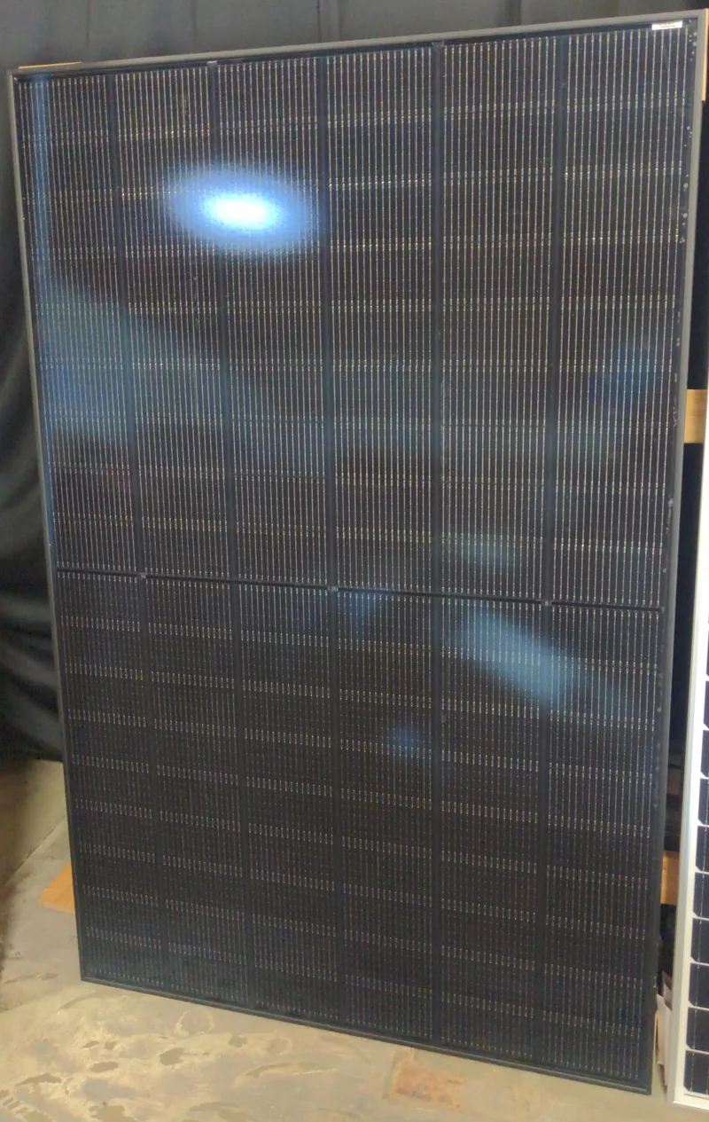 Auxin Solar AXN10M450B 450W all-black split-cell solar panel front view